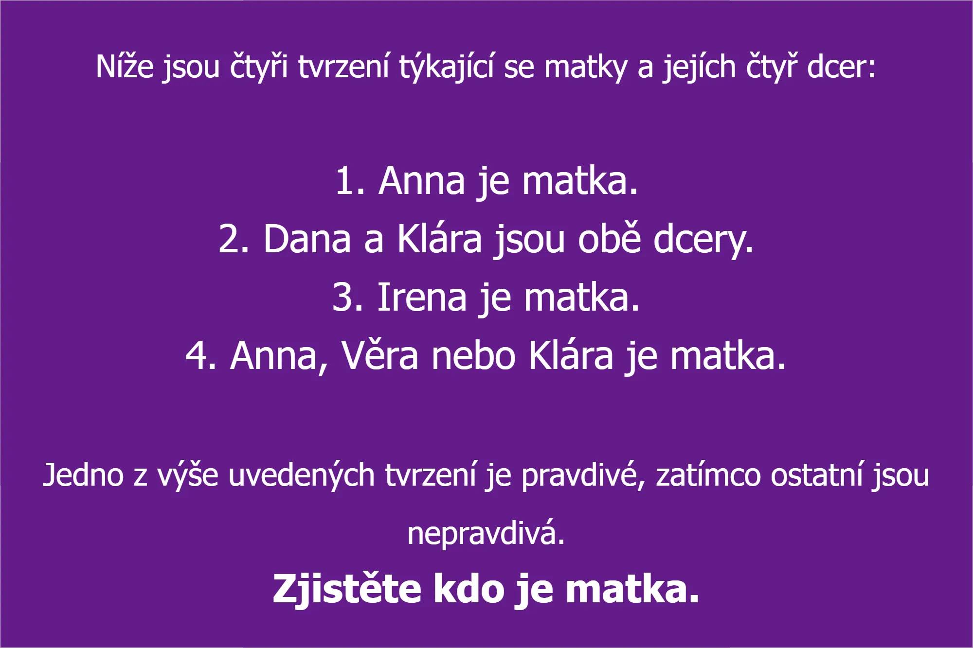 Hádanka – Matka a čtyři dcery