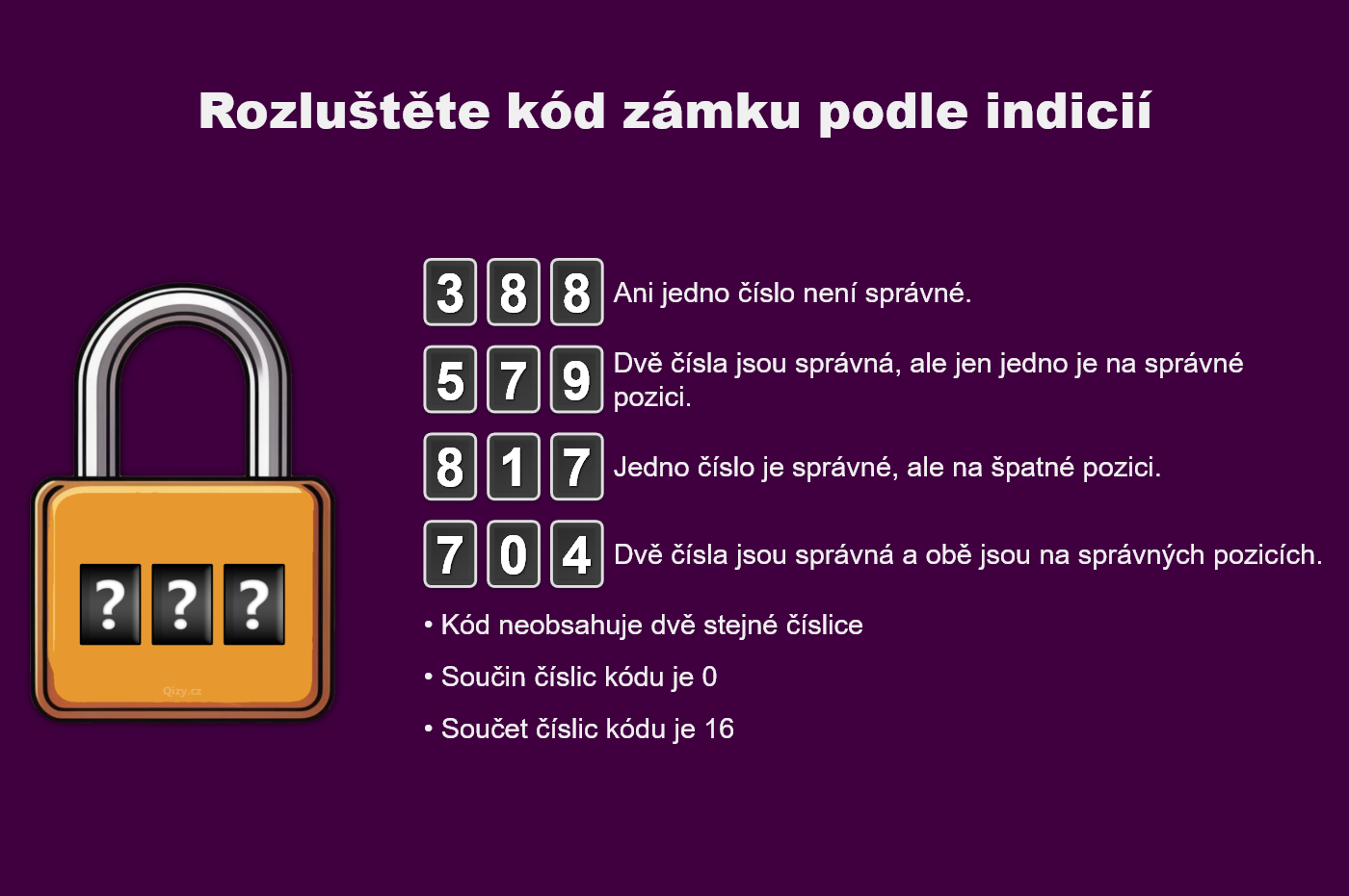 logická hádanka se zámkem 709